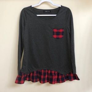 S.M.Y.S Grey Red and Black Plaid Top